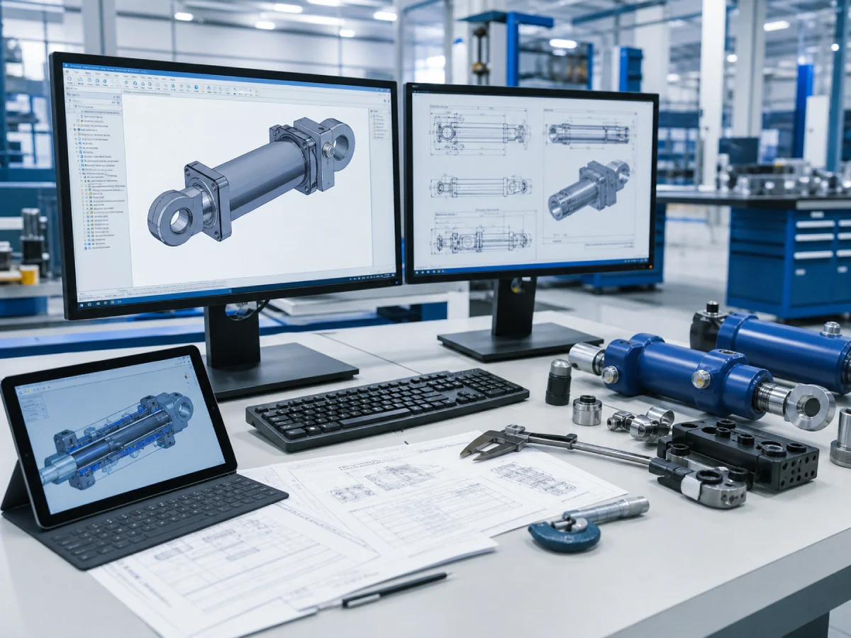 Hydraulic cylinder technical specifications and CAD models for equipment design