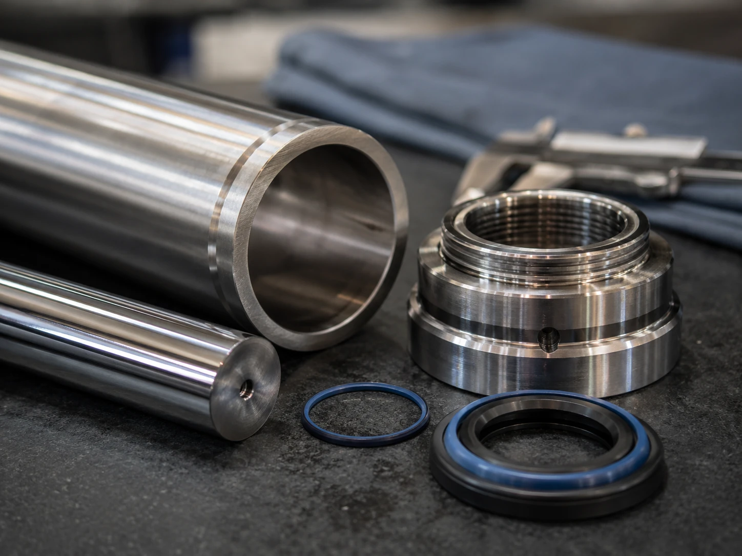 Function of Hydraulic Cylinders in Hydraulic Systems and Mobile Equipment 3 Cylinder Rod Close Up