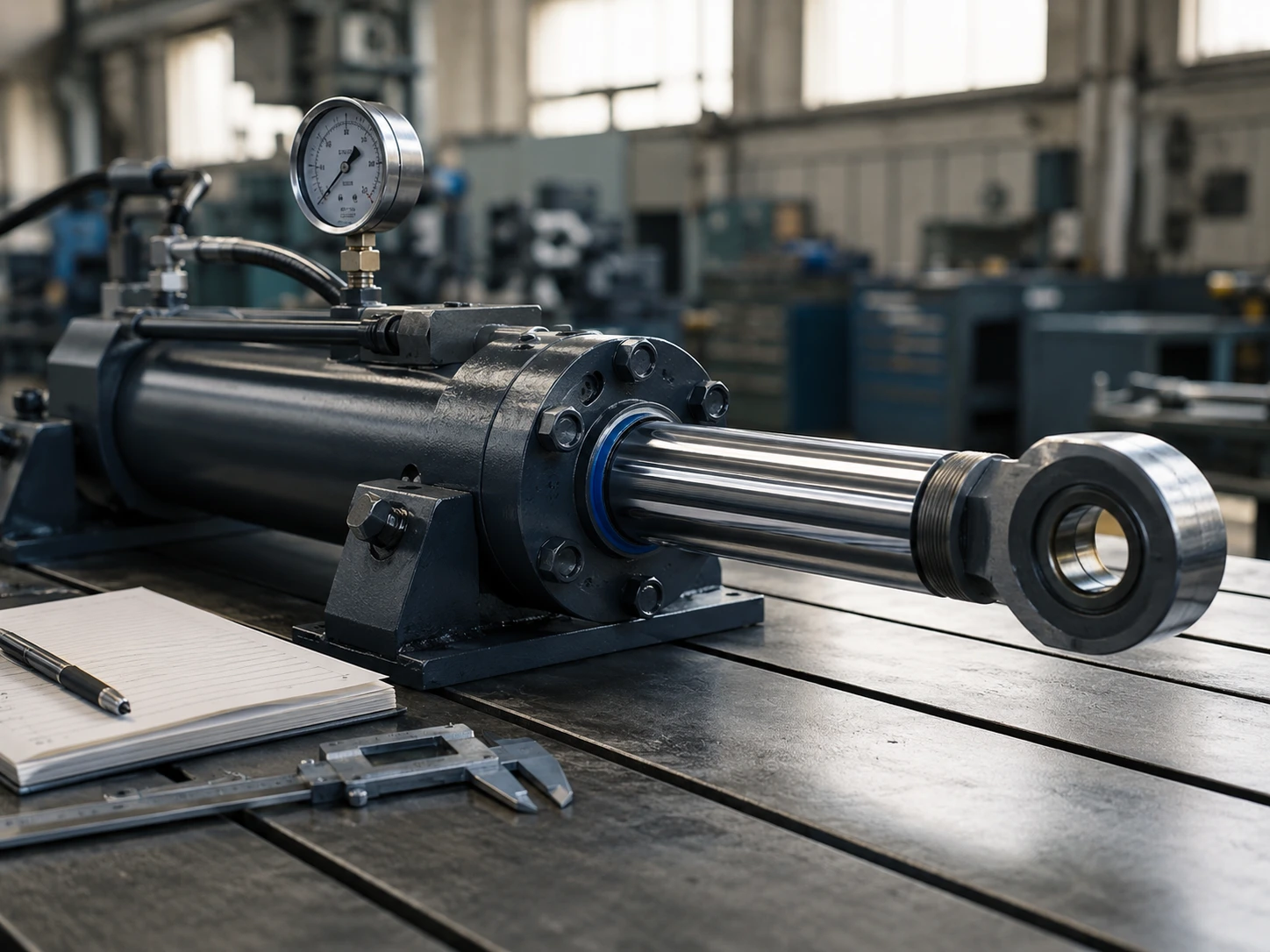 How to Size a Hydraulic Cylinder: Bore, Rod Diameter, Stroke, and Mounting Checks 1 Cylinder Sizing Test Bench