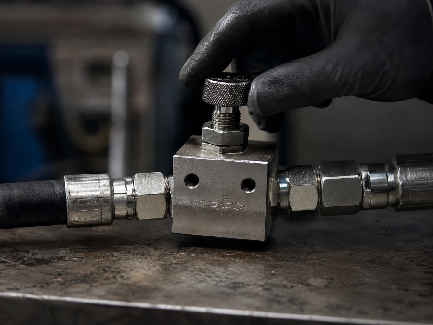 How to Calculate and Control Hydraulic Cylinder Speed 2 Flow Control Valve Closeup