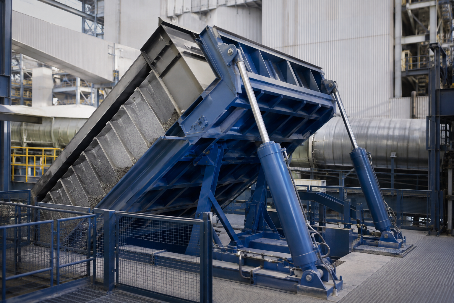 Industrial Hydraulic Cylinders 17 Industrial hydraulic cylinders operating a bulk material handling system at an energy facility