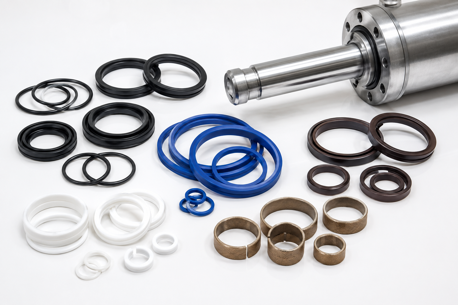 How to Choose Hydraulic Cylinder Seals? 2 Hydraulic cylinder seal materials including NBR PU FKM and PTFE