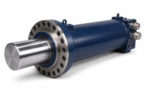 High-force hydraulic press cylinder for forming stamping and compacting machinery High-force hydraulic press cylinder for forming stamping and compacting machinery